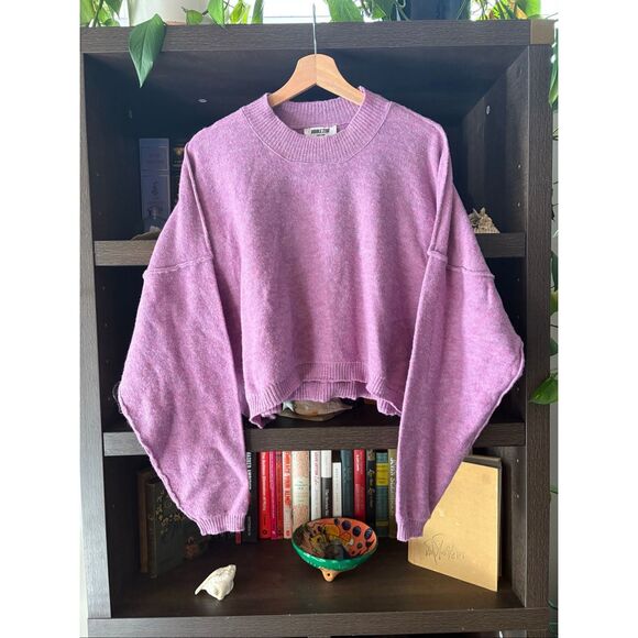Double Zero Purple Soft Wool Blend Cropped Sweater Size Lovely Large - Picture 1 of 4